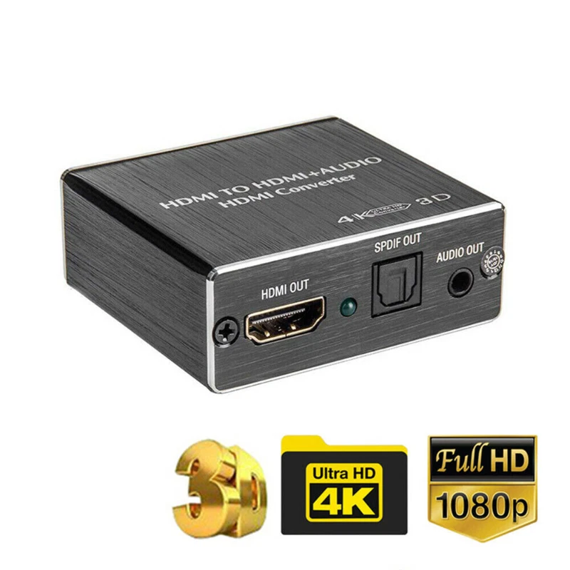 HDMI Stereo Audio Extractor Konverter 4K*2K HDMI zu HDMI + optisch SPDIF 3,5mm NEU - Bild 2 von 4