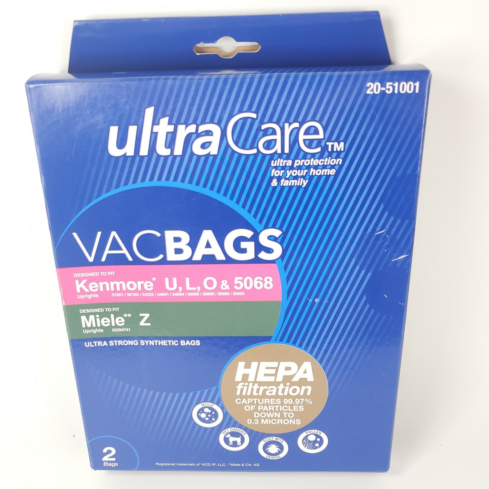 Ultra Care Vac 2 Bags 2051001 Fits Kenmore U, L, O & 5068 and Miele Z eBay