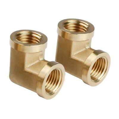 U.S. Solid 90 Degree Elbow Brass Fitting NPT 1/4'' Female x 1/4'' Female, 2pcs