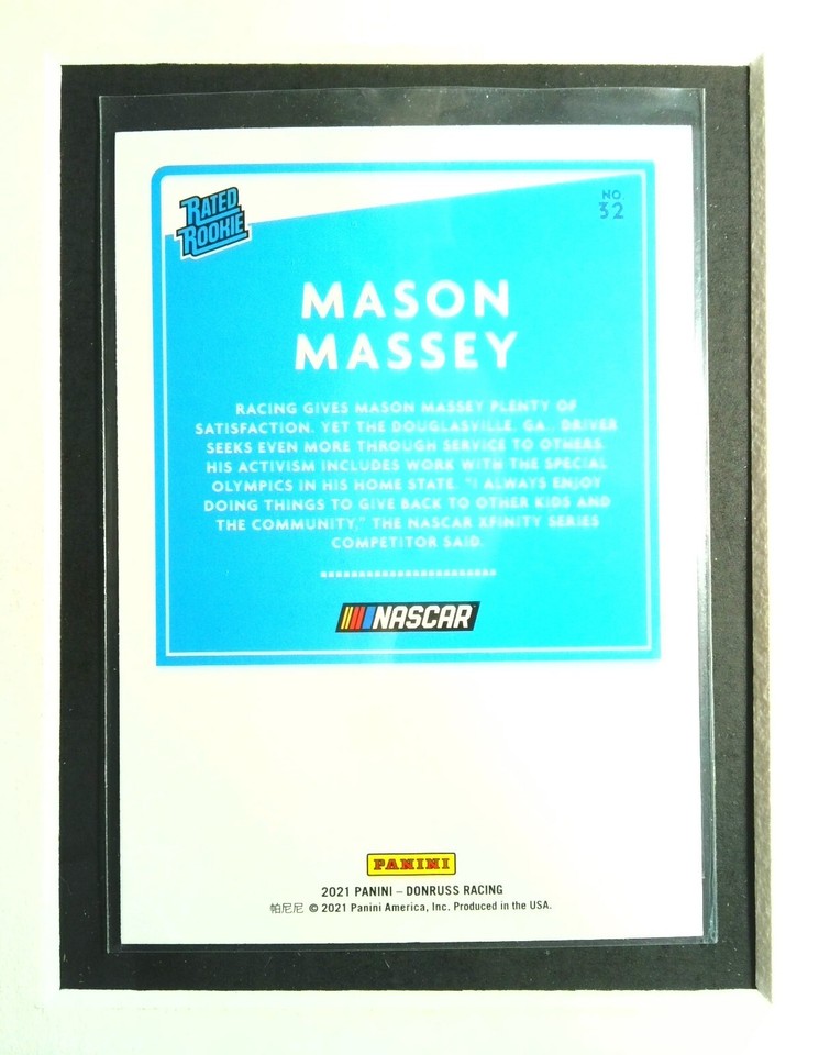 #32 Mason Massey RC 2021 Donruss Racing Rated Rookie ORANGE Parallel ...