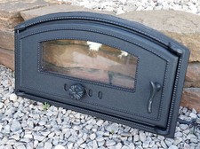 Puerta Horno Pizza Hierro Fundido con Cristal | Puertas Horno Pan | 480x270mm Izquierdo