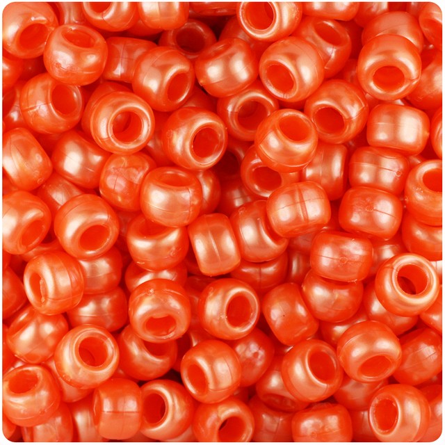 500 Orange Glow 9x6mm Barrel Pony Beads Made in the USA