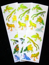 Mrs Grossman Three 2x6" Sticker Sheets Opalescent 'Tree Frogs' (Vintage-Retired)