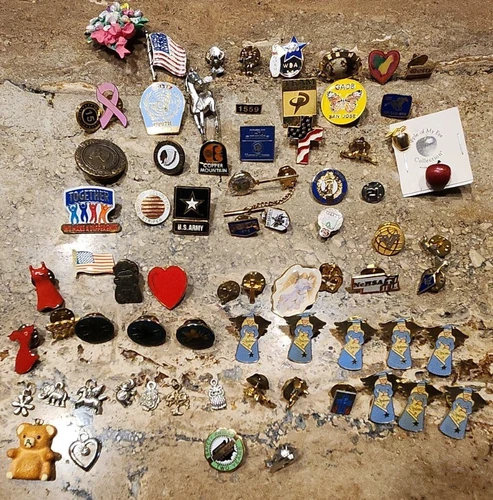 Vintage Mixed Lot Jewelry: Pins Charms Silver, Sterling, Gold Tone /Gold Filled