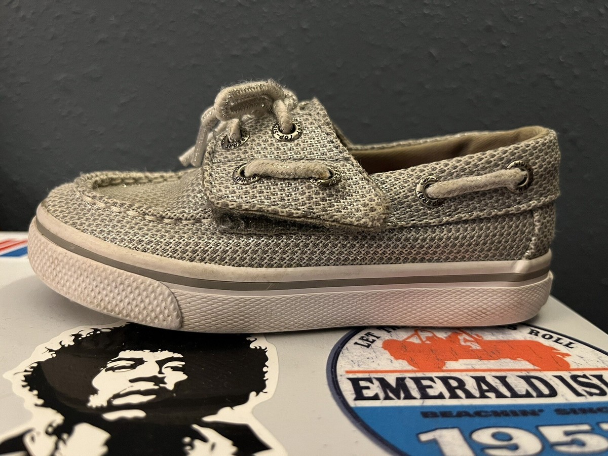 Sperry Top Sider Unisex No Tie Toddler Shoes Silver Size Lightly