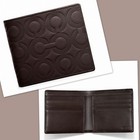 NWT Coach OP ART Embossed Leather Double Billfold Wallet 74179 Mahogany