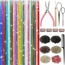 Hair Tinsel, 24 Colors 9800 Strands Hair Tinsel Kit with Tools, Heat Resistan...