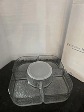 Princess House 513 6pc Fantasia Crystal Chip & Dip Set Made In USA RETIRED NIB.