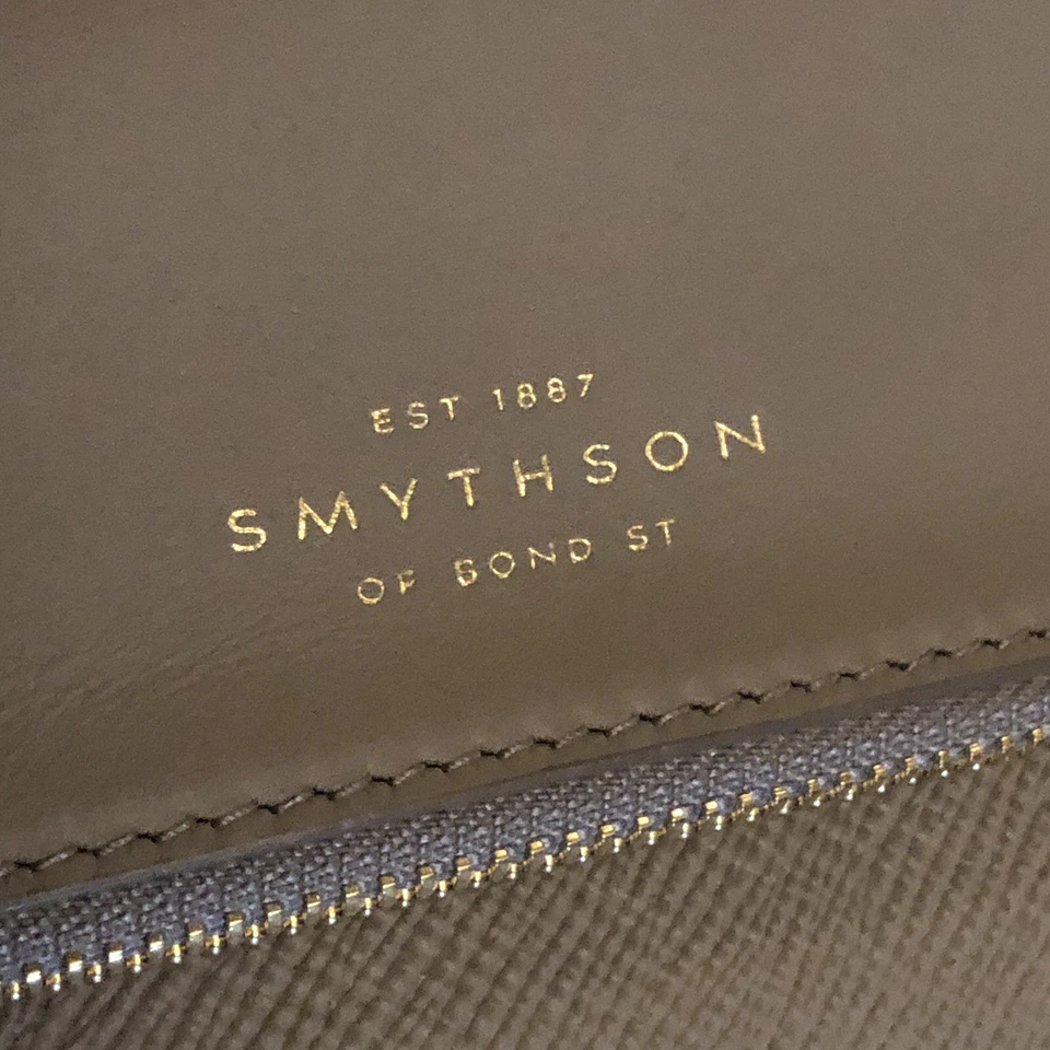 Smythson of Bond Street - Crossbody Flap Bag Zipper Lt. Gray - Image 2 of 4