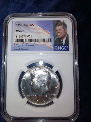 1966 SMS Silver Kennedy Half Dollar Ms.67 Signed by John F Kennedy NGC Certified