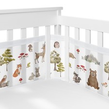Breathable Mesh Crib Liner Set 1 Long 111in  Short 82in Woodland Forest Animals