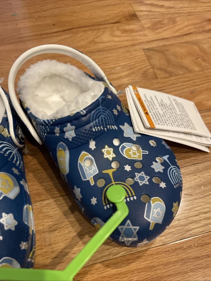 Zuecos Crocs Clásicos Forrados Hanukkah Talla C 10 Azul Zapatos sin Cordones 209327-90H Nuevos Foto 4 de 4