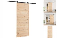 SchiebetüR Natur 90X208 Cm Massives Kiefernholz Inkl. Schienen & Rollen