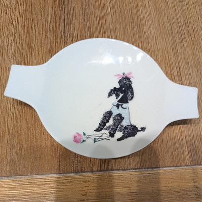 Rosenthal Handmalerei Hand Painted Germany Poodle Trinket Dish w Handles Vintage