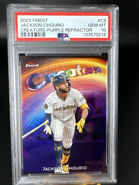 2025 Topps Finest Creators Purple Ref #C9 Jackson Chourio /125 PSA 10 POP 1
