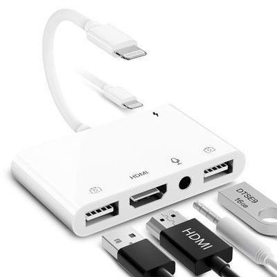 FEINODI Lightning to HDMI Adapter for iPhone/iPad to TV, Dual USB OTG Adapter...