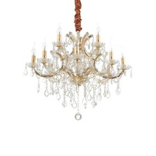 Lampadario Classico Napoleon Metallo-Cristallo Oro 12 Luci E14