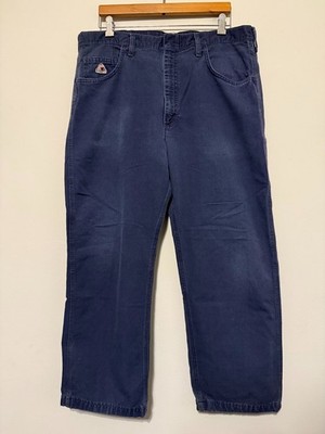   Bulwark FR Pants Mens 38x28 Navy Blue Flame Resistant Workwear Utility CAT2