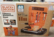 Black  Decker Junior Tabletop Workbench Tool Set Drill Wrench 40pc Toy