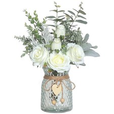 Silk Rose and Eucalyptus Arrangement in Vase