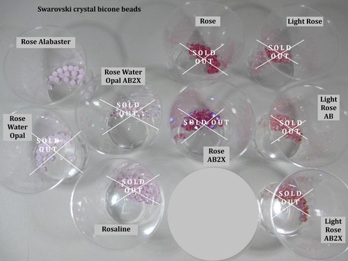 Swarovski crystal bicone beads in pink tones 1/3, various sizes