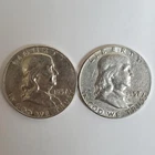 1957 P&D Franklin Half Dollars 90% SILVER (2 Coin Set) ***Exact Coins*** #00-91