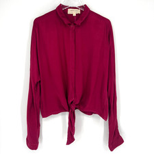 Cloth & Stone Top Womens L Pink Tie Front Car...