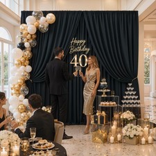 20x10FT Black Backdrop Curtains, Polyester Back Drop for Parties  4 Panels 5...