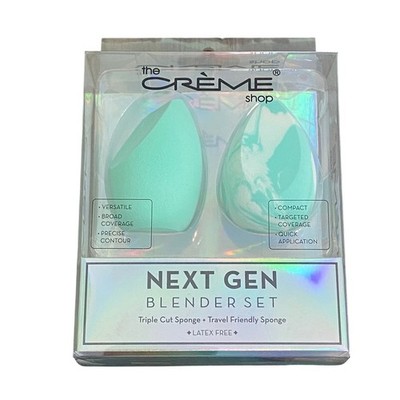 The Creme Shop Next Gen Blender Set Mint Green 2pk Makeup Sponges NGB4558 NEW