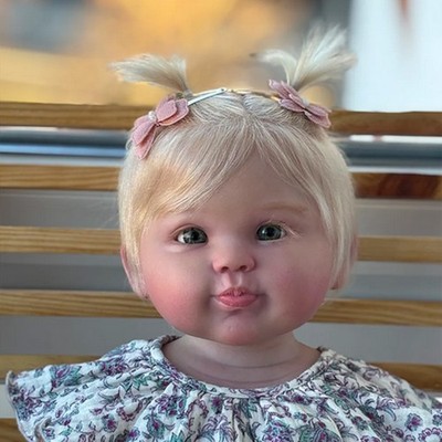 28  Sweet Pouty Lips Toddler Girl Reborn Baby Doll w/ Cloth Body Rooted Hair Toy