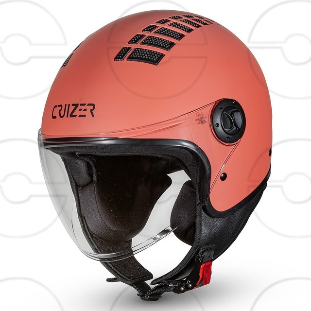Cruizer Casco Jet Moto Scooter Omologato Visiera Singola Pesca