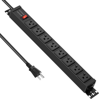 20 Amp Power Strip Surge Protector 4800J, Heavy Duty 8 Outlet Metal Multi Angle 
