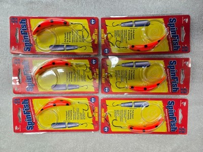 6 Packs, Yakima Bait Spinfish 2.5'' Trolling Plug Rotten Orange 725 GRO, NEW