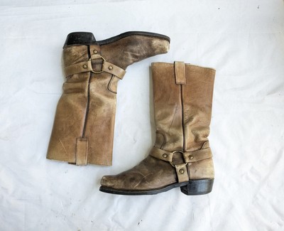 Frye Harness Boots Brown Leather Men 8 Buckle Rubber USA | eBay display picture 1