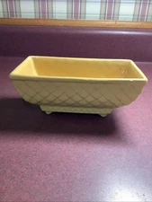 Vintage 404-USA Dark Mustard Rectangle Footed Pottery Planter
