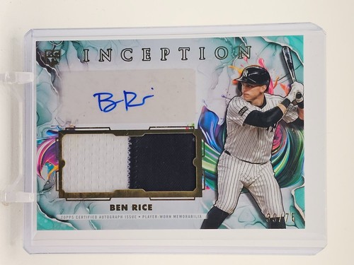 BEN RICE 2025 TOPPS INCEPTION RPA ROOKIE PATCH AUTO AQUA /75 #IAPC-BR Q6608