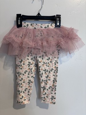 Nordstrom Baby Floral Tutu Leggings Pink White Green Orange Tulle 9M Unisex Baby