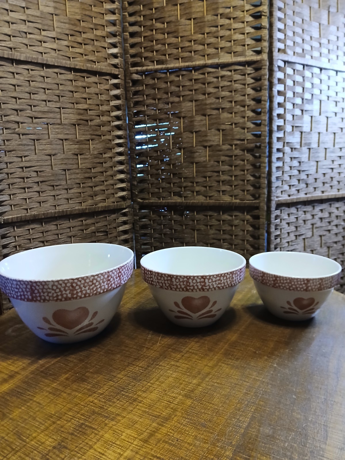 Stoneware Mixing Bowls Country Heart Spongeware