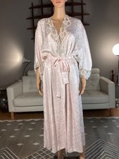 Vintage 80s Victoria s Secret Crown Label Pink Floral Lace Belted Robe Large