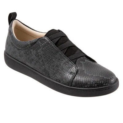 Trotters Avrille baskets pour femmes en cuir noir - Photo 1/4