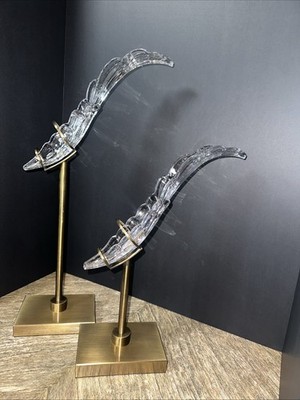 Set Of  Uttermost Glass/Crystal Wings In Brushed Gold Stands (heavy!)