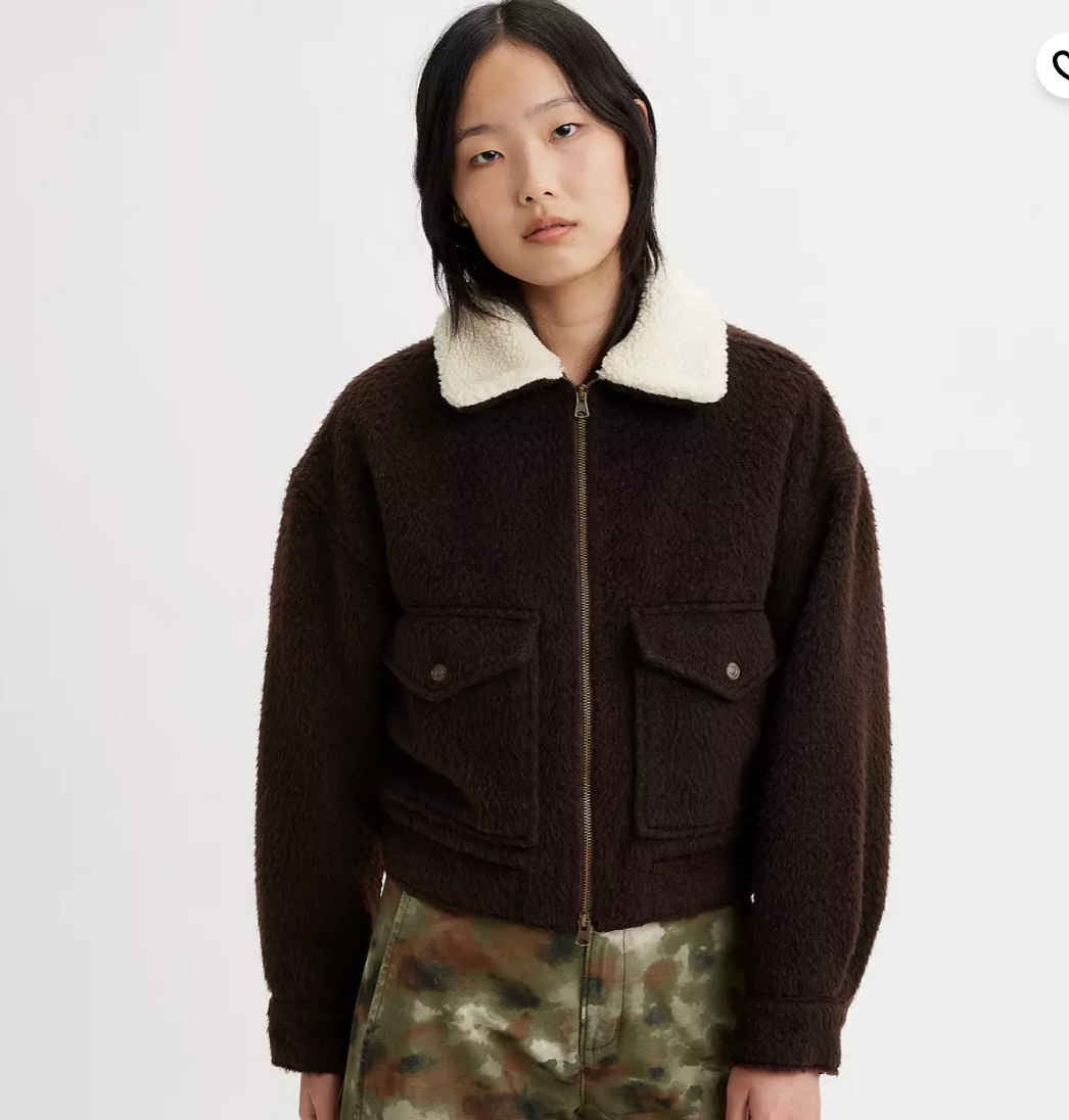 BNWOT Levis Baby Bubble Wool Trucker Jacket Mole Size XS Brown