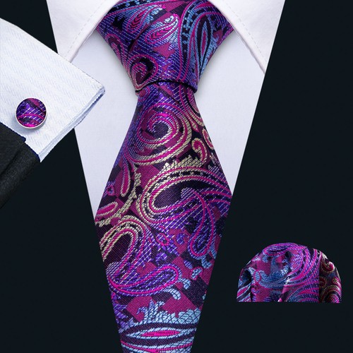200 Color Mens Ties Paisley Striped Floral Solid Silk Tie Necktie Set Wedding - Imagen 7 de 246