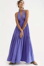 NWT Free People Made For You Purple Halter Neck Maxi Dress Size Large Z523-14