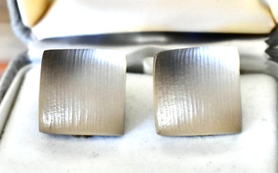 Rare Pr Flawless Striped Lucite Signed Alexis Bittar Chunky Square Clip Earrings