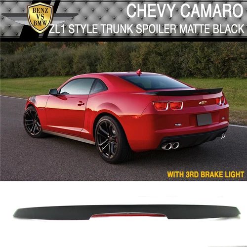 Fits 10-13 Chevrolet Camaro ZL1 Rear Trunk Spoiler W/3rd Brake Light Matte Black
