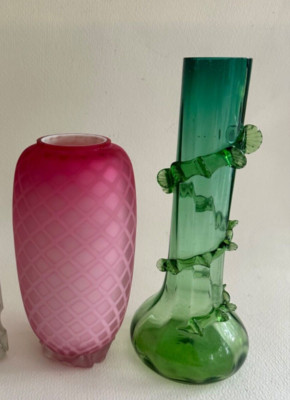 Two Late Victorian  Art Glass Vases sold together