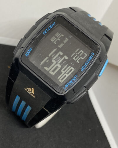 Adidas Gents Sports Digital Watch ADP6040 901701 Timer Alarm Black & Blue 42mm - Afbeelding 1 van 8