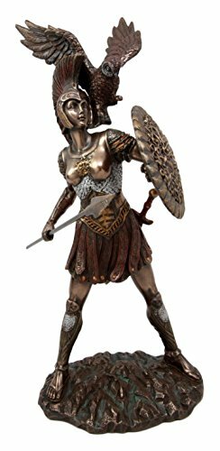 Estatua de Atenea (Minerva) y Búho Griego Romana de la Sabiduría, Polvo de Bronce Real... - Imagen 4 de 8