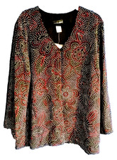 Rebecca Jones Nwt Travel Knit Reversible Jacket Polka Dot/solid Black 22w V-neck